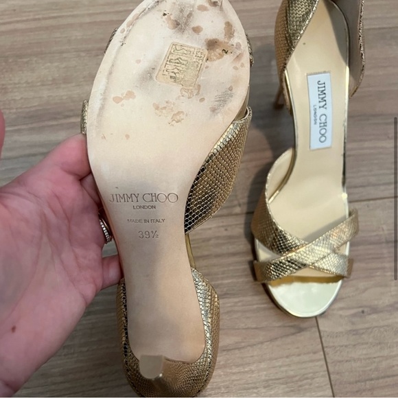 NEVER WORN Jimmy Choo Metallic Leather Gold High heel shoes - Picture 3 of 7
